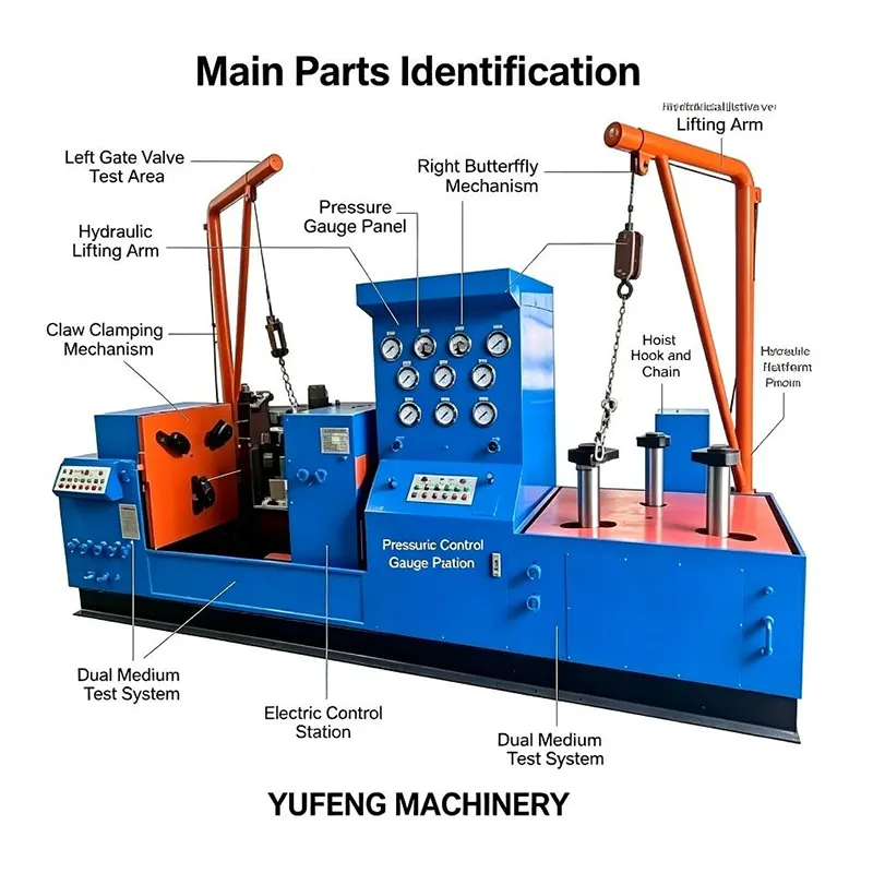 Combined Butterfly Valve Hydraulic Test Bench With Hydraulic Lifting Frame