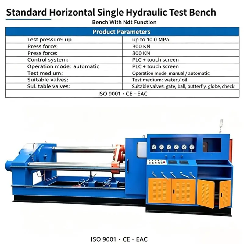 Standard Horizontal Single Hydraulic Jack Axial Press Valve Test Bench