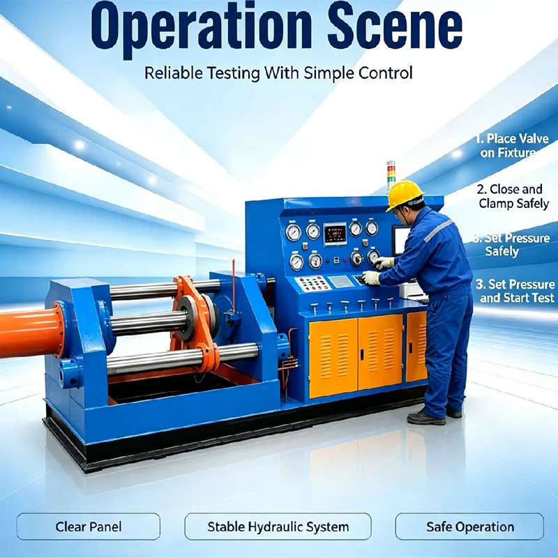 DN80-300 Horizontal Hydraulic Cylinder Axial Clamping Valve Test Bench