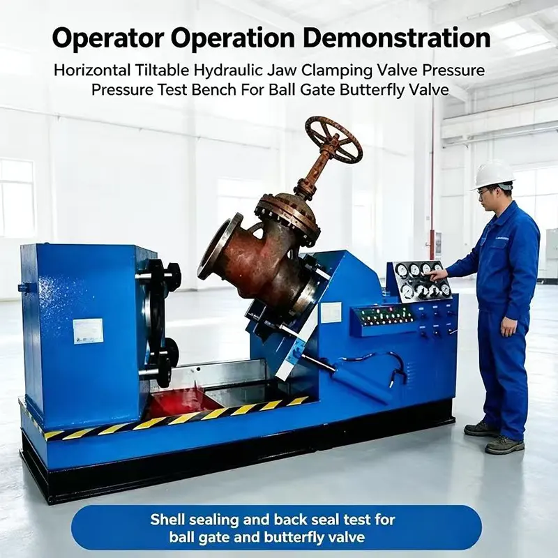 Horizontal Tiltable Jaw Clamping Valve Pressure Test Bench