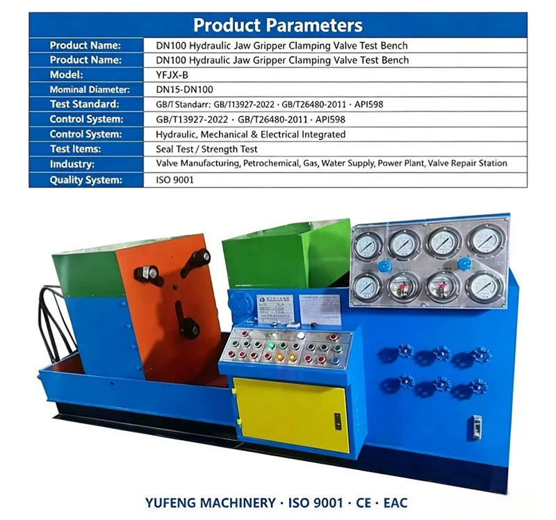 DN100 Hydraulic Jaw Gripper Clamping Valve Test Bench