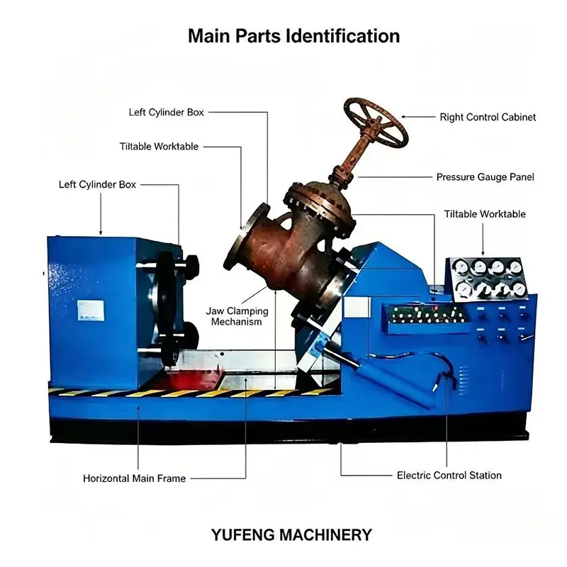 Horizontal Tiltable Jaw Clamping Valve Pressure Test Bench