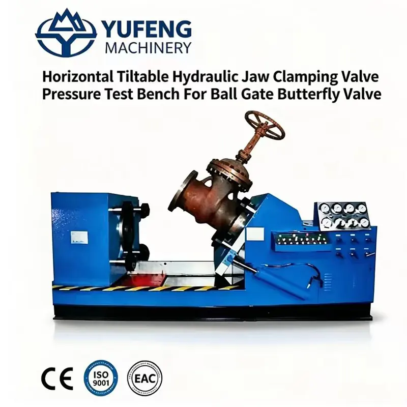 Horizontal Tiltable Jaw Clamping Valve Pressure Test Bench
