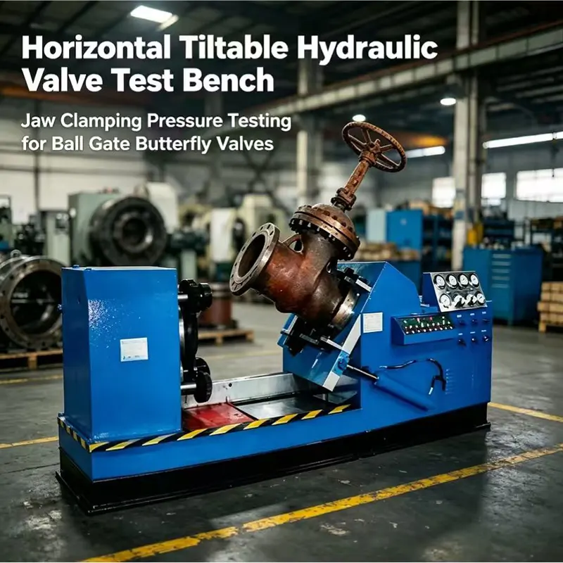 Horizontal Tiltable Jaw Clamping Valve Pressure Test Bench