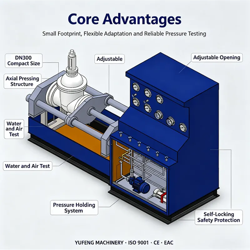 DN300 Compact Horizontal Hydraulic Top Pressure Valve Test Bench