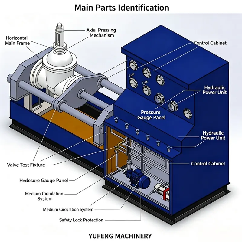 DN300 Compact Horizontal Hydraulic Top Pressure Valve Test Bench