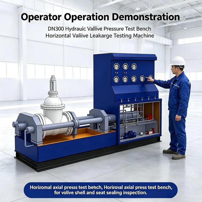 DN300 Compact Horizontal Hydraulic Top Pressure Valve Test Bench