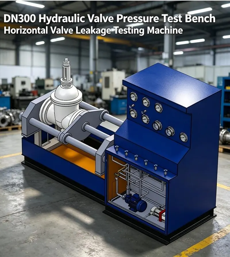 DN300 Compact Horizontal Hydraulic Top Pressure Valve Test Bench