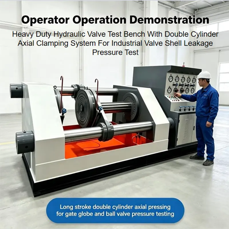 Extended Horizontal Double Hydraulic Jack Axial Press Valve Test Bench
