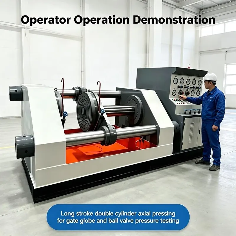 Extended Horizontal Double Hydraulic Jack Axial Press Valve Test Bench
