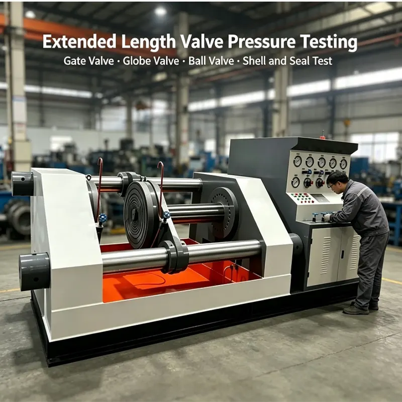 Extended Horizontal Double Hydraulic Jack Axial Press Valve Test Bench