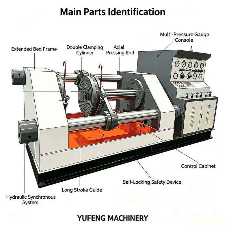 Extended Horizontal Double Hydraulic Jack Axial Press Valve Test Bench